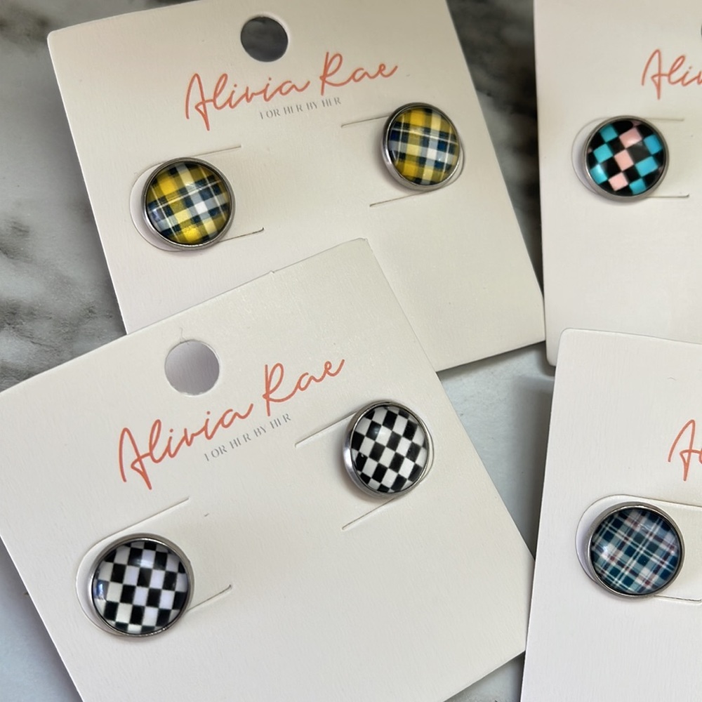 Alivia Rae Checkered Earrings Set - Multicolor - Picture 2 of 4